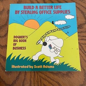 Dogbert's Big Book of Business Art Print - Illustrated by - Blue & Yellow